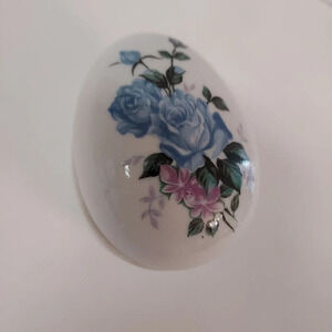 Vintage SRG Japan Porcelain Floral Painted Egg Trinket Dish